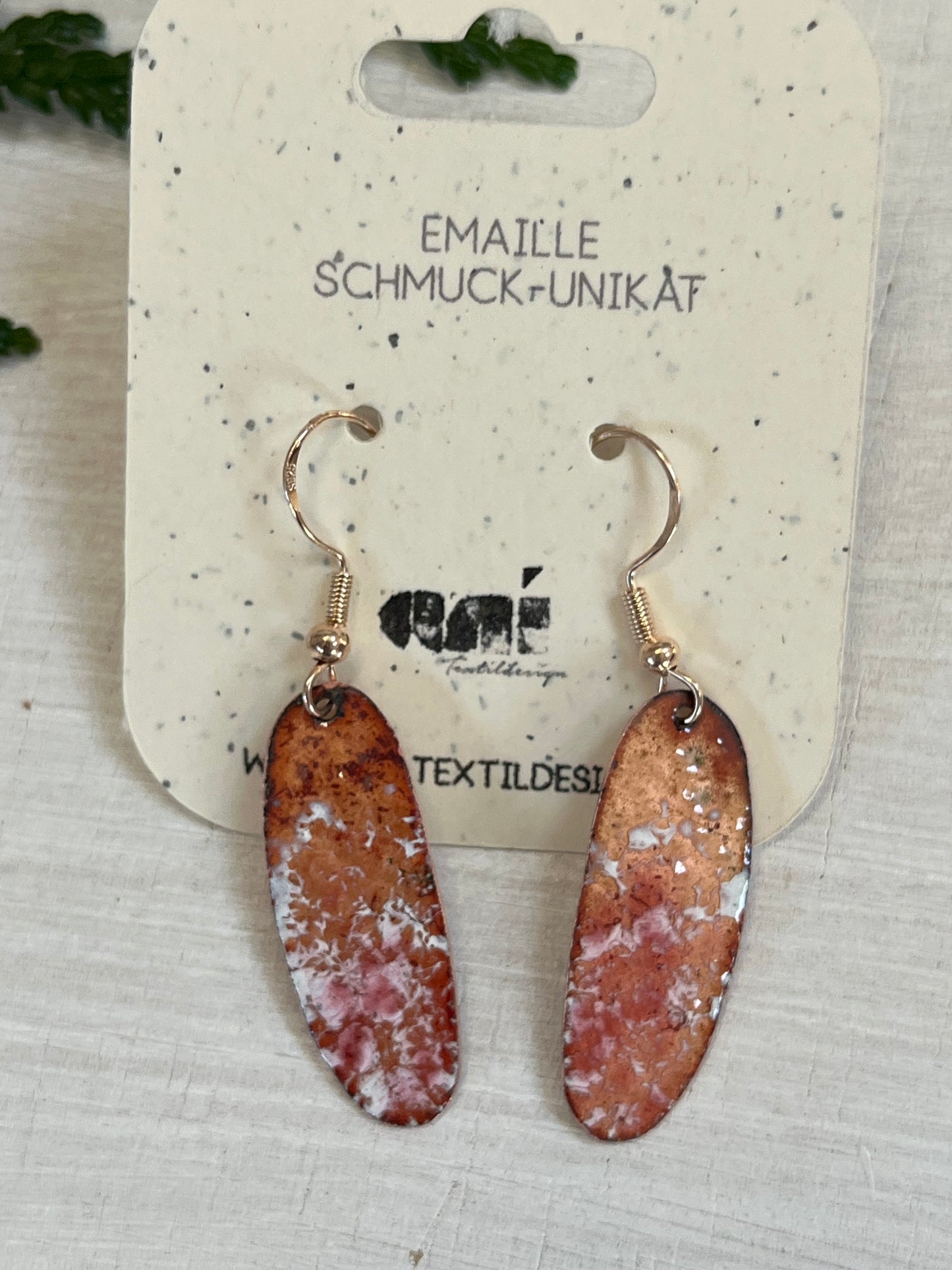 Emailleohrringe oval lang